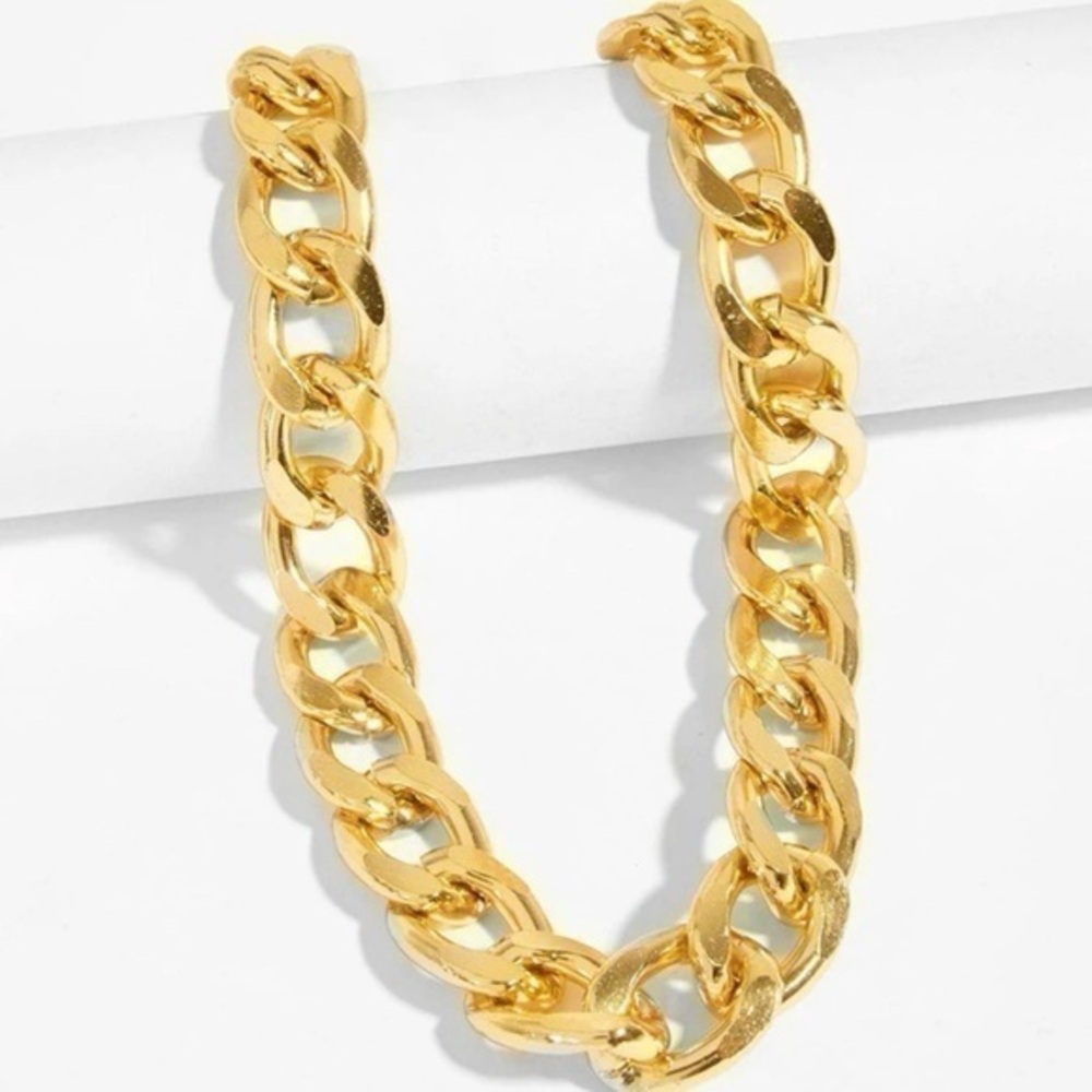 Gold Tone Crude Metal Chain Necklace chunky chain necklace